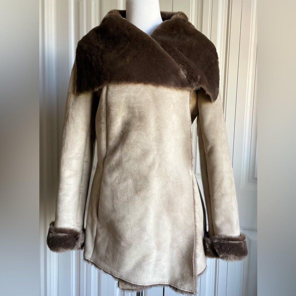 Jennifer Lopez Faux Suede & Faux Fur Coat